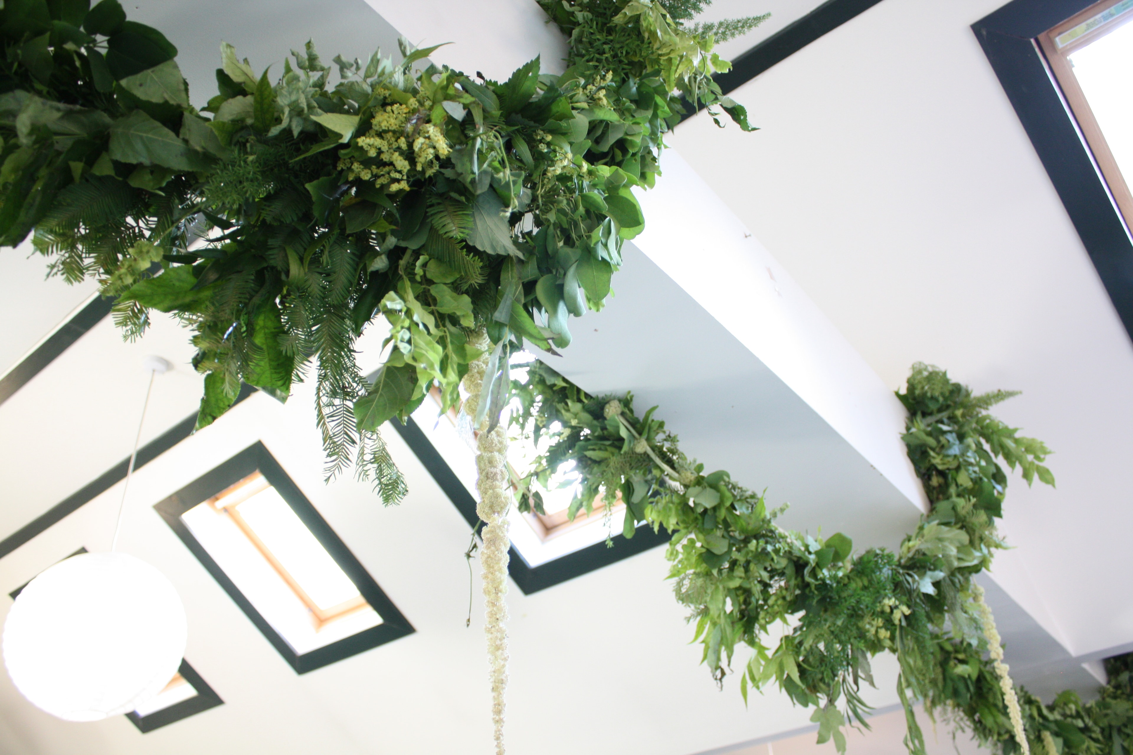 Hanging greenery installation