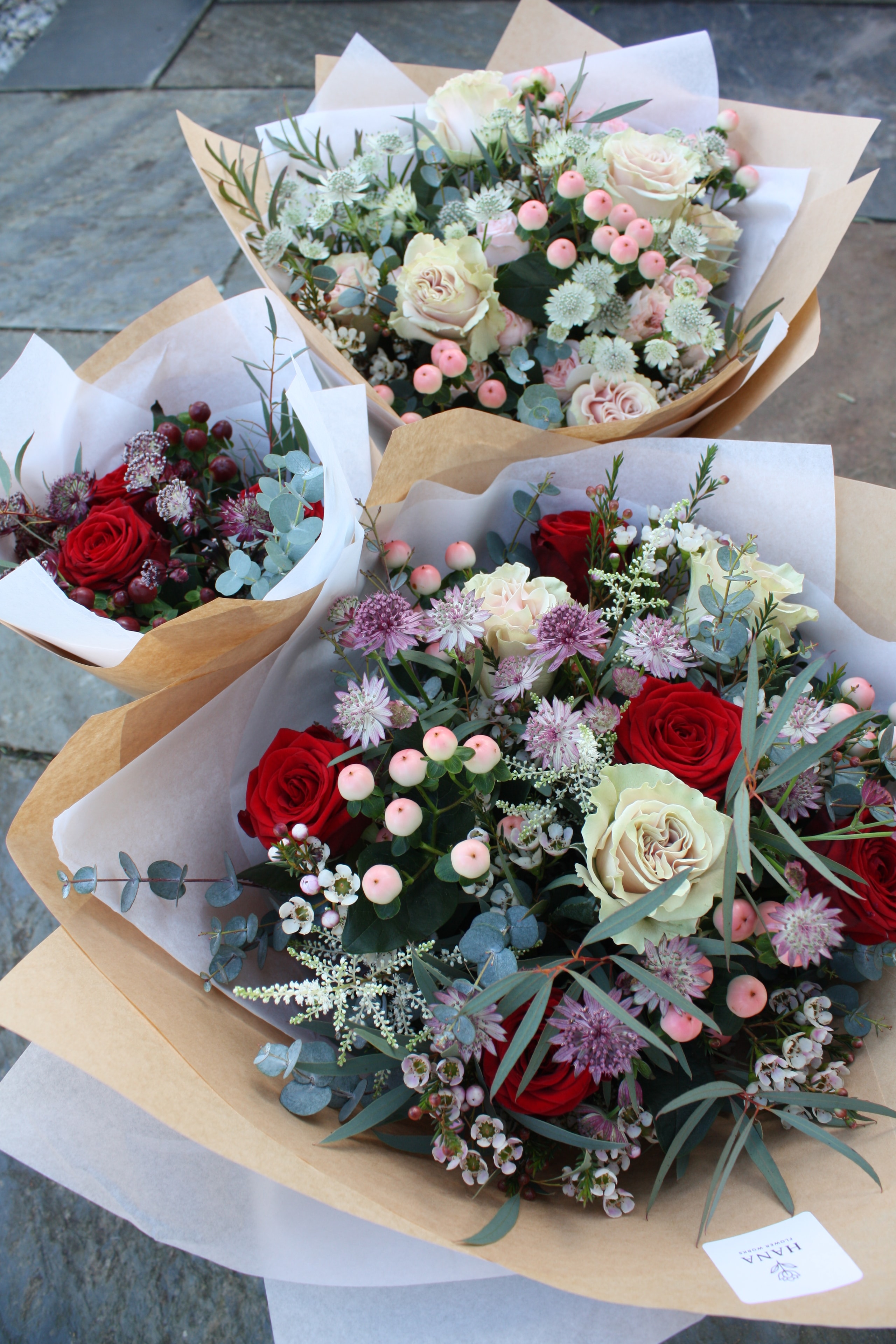Mixed rose and berry gift bouquets