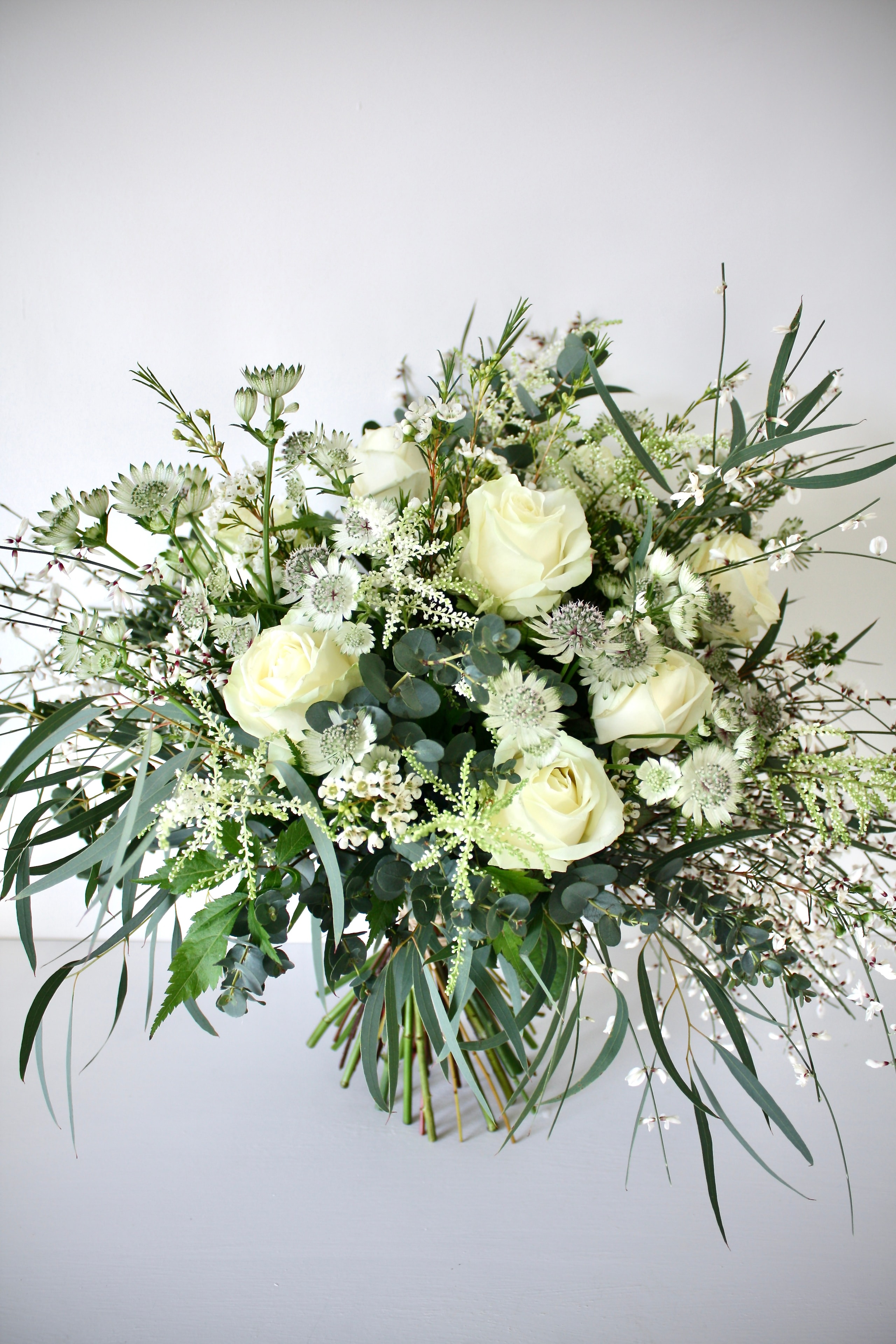 White rose and greenery bouquet