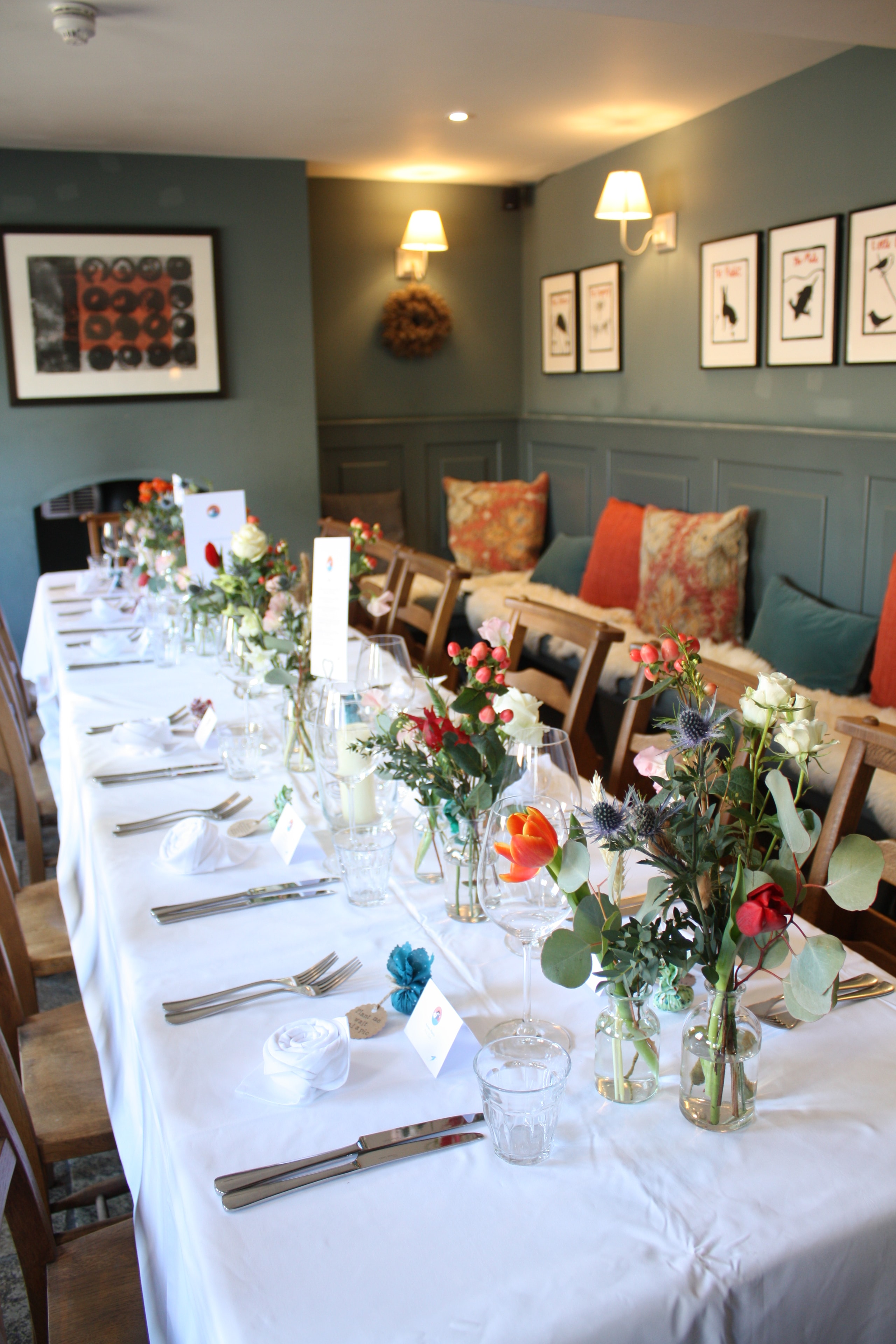 Top table with bud vase styling
