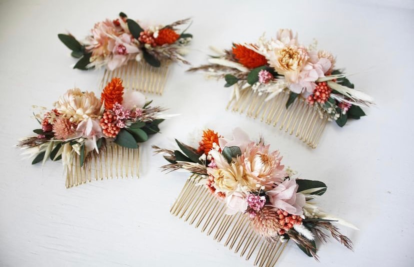 Floral hair combs